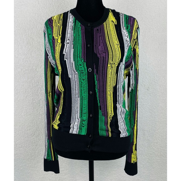 VERSACE • 2-Piece Distressed Jacquard Striped Cardigan and Tank Top Matching Set - Picture 5 of 16